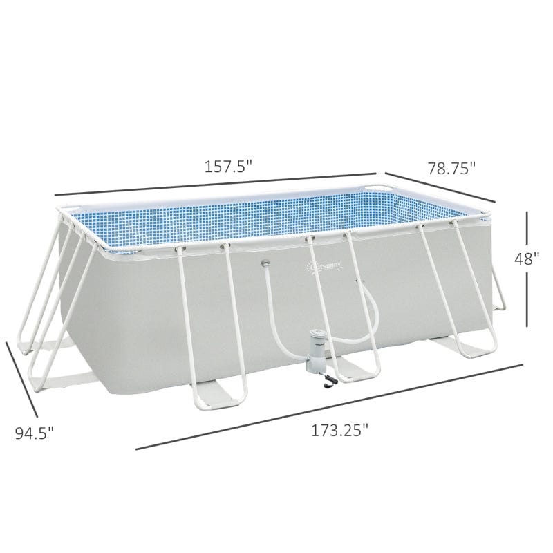 Outsunny 14ft x 8ft x 48in Steel Frame Pool with Filter Pump - 848-030V80LG