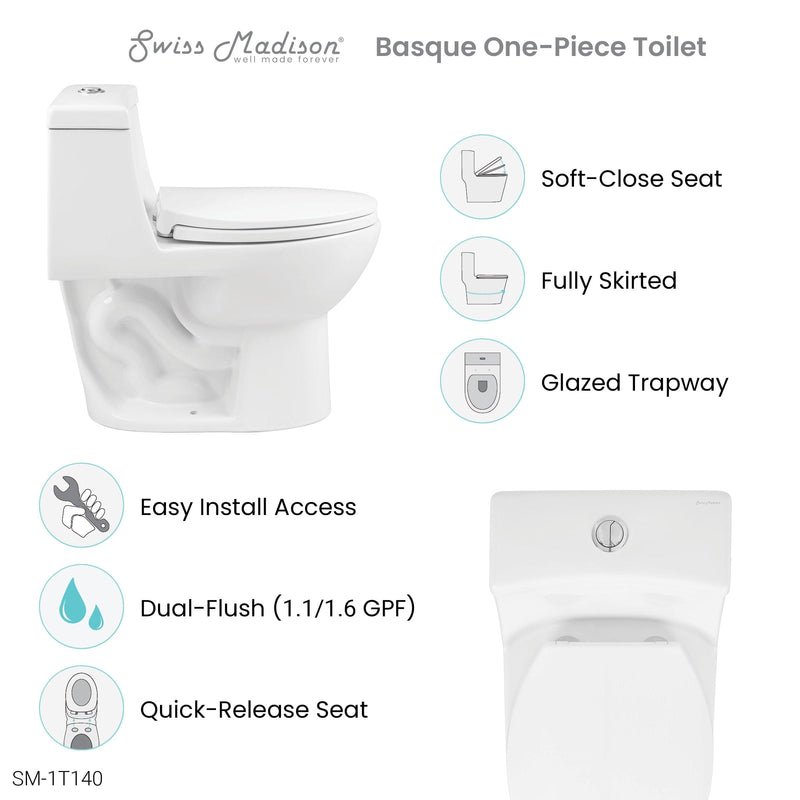 Swiss Madison Basque One-Piece Elongated Toilet Dual-Flush 1.1/1.6 gpf 3-Pack - SM-1T140-3 - Backyard Provider