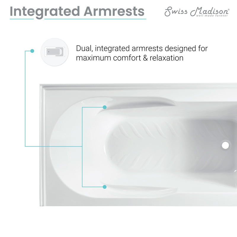 Swiss Madison Concorde 60 in. x 32 in. Acrylic Glossy White, Alcove, Integral, Right-Hand Drain, Apron Bathtub - SM-AB560 - Backyard Provider