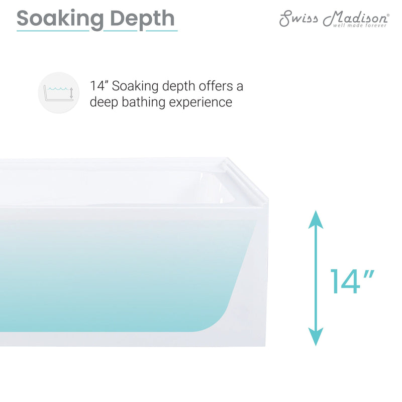 Swiss Madison Claire 60" x 32" Left-Hand Drain Drain Alcove Tub with Corner Apron - SM-AB570 - Backyard Provider