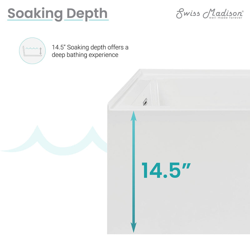 Swiss Madison Avancer 60" x 36" Left-Hand Drain Rectangular Alcove Whirlpool Bathtub with Apron - SM-AB590 - Backyard Provider