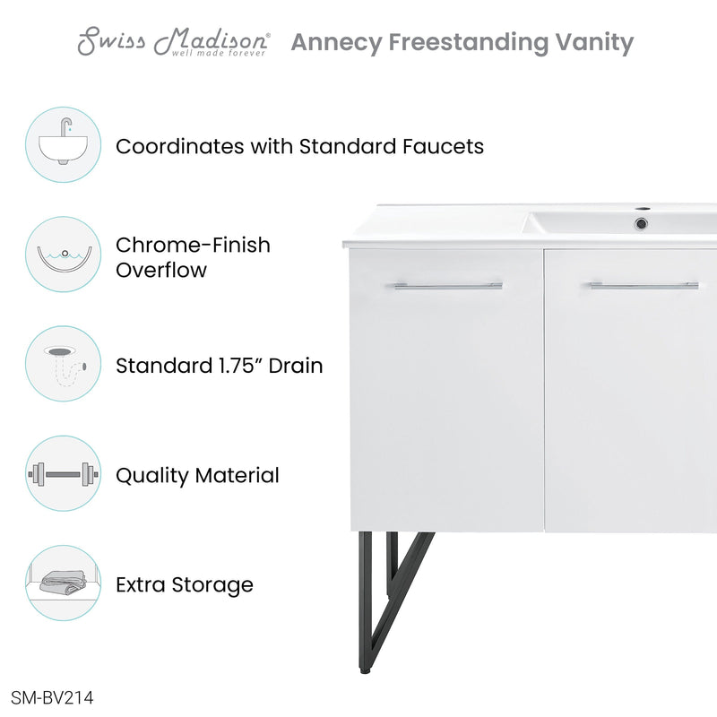 Swiss Madison Annecy 48" Bathroom Vanity in White - SM-BV214 - Backyard Provider