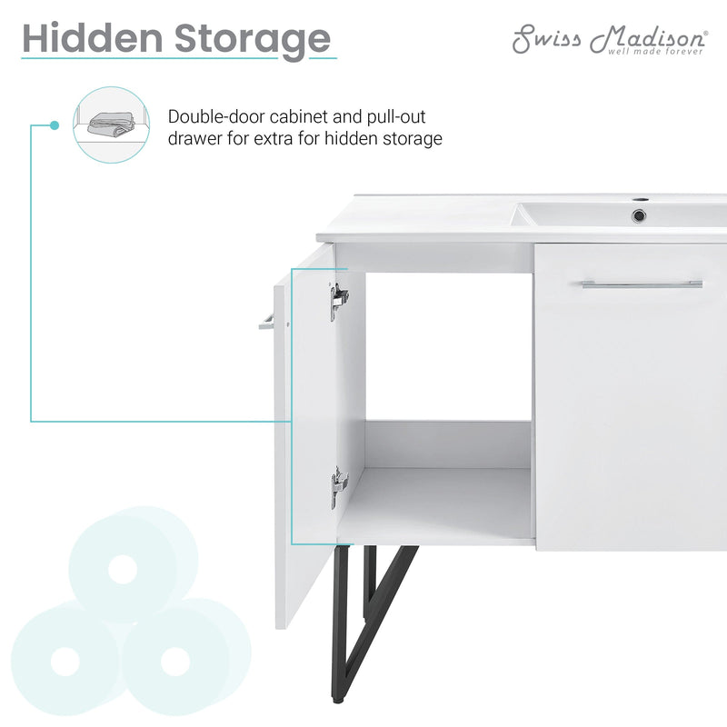 Swiss Madison Annecy 48" Bathroom Vanity in White - SM-BV214 - Backyard Provider