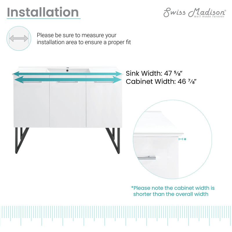 Swiss Madison Annecy 48" Bathroom Vanity in White - SM-BV214 - Backyard Provider