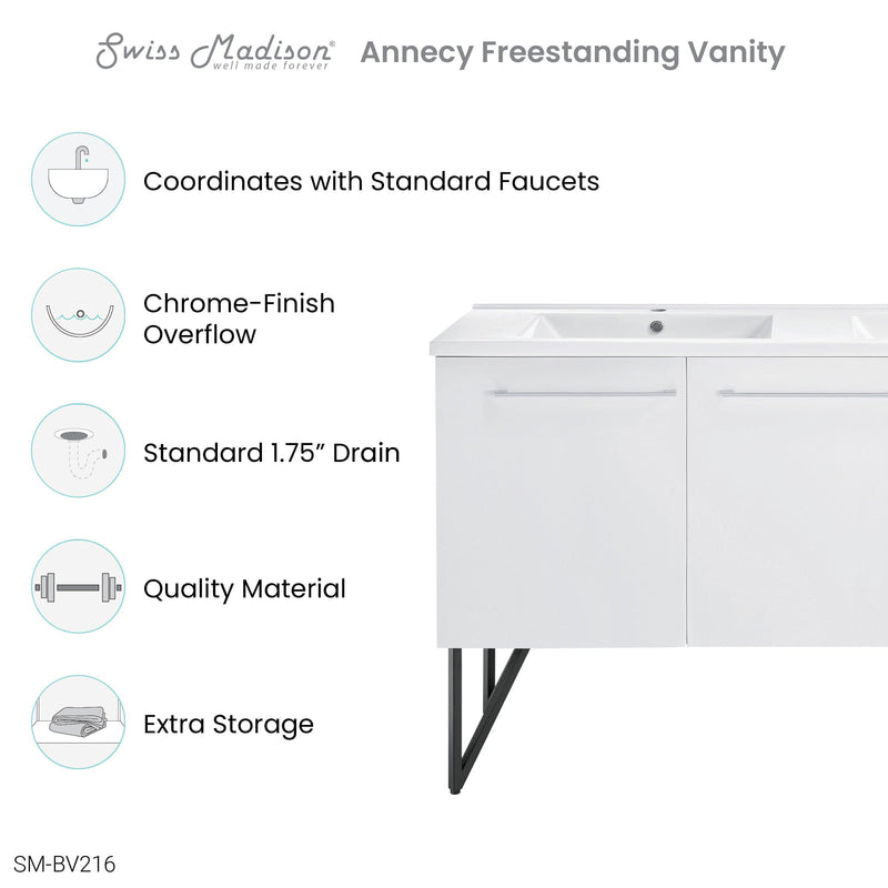 Swiss Madison Annecy 60" Bathroom Vanity in White - SM-BV216 - Backyard Provider