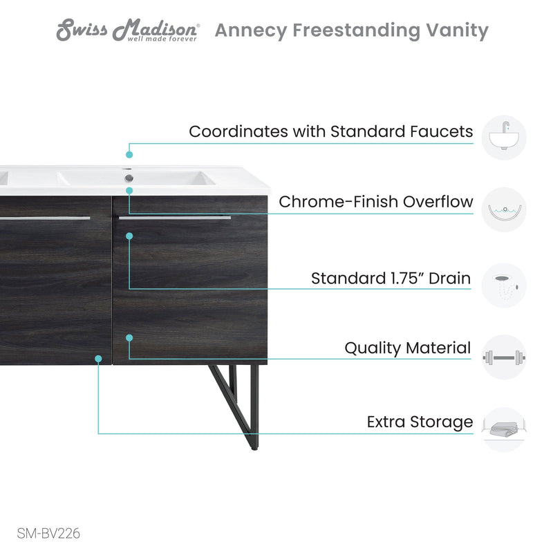 Swiss Madison Annecy 60" Bathroom Vanity in Black Walnut - SM-BV226 - Backyard Provider