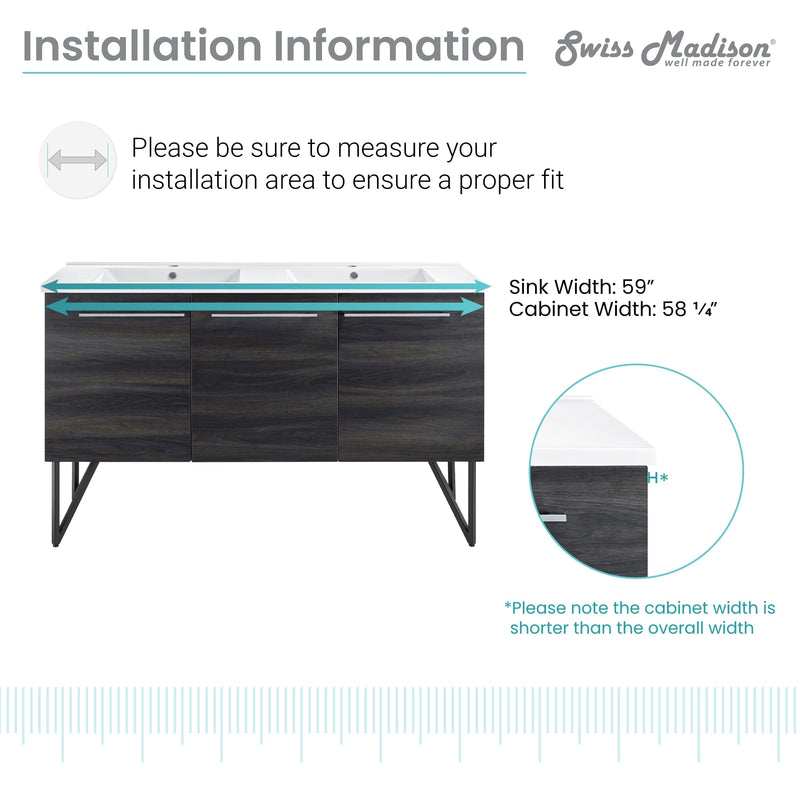 Swiss Madison Annecy 60" Bathroom Vanity in Black Walnut - SM-BV226 - Backyard Provider