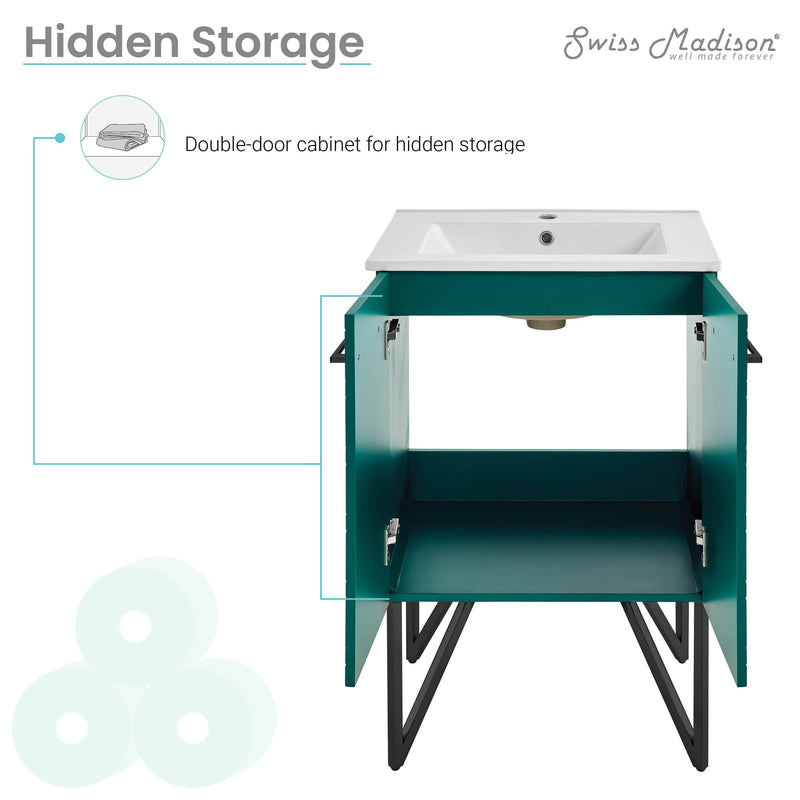 Swiss Madison Annecy 24" Bathroom Vanity in Barracuda Teal - SM-BV253T - Backyard Provider