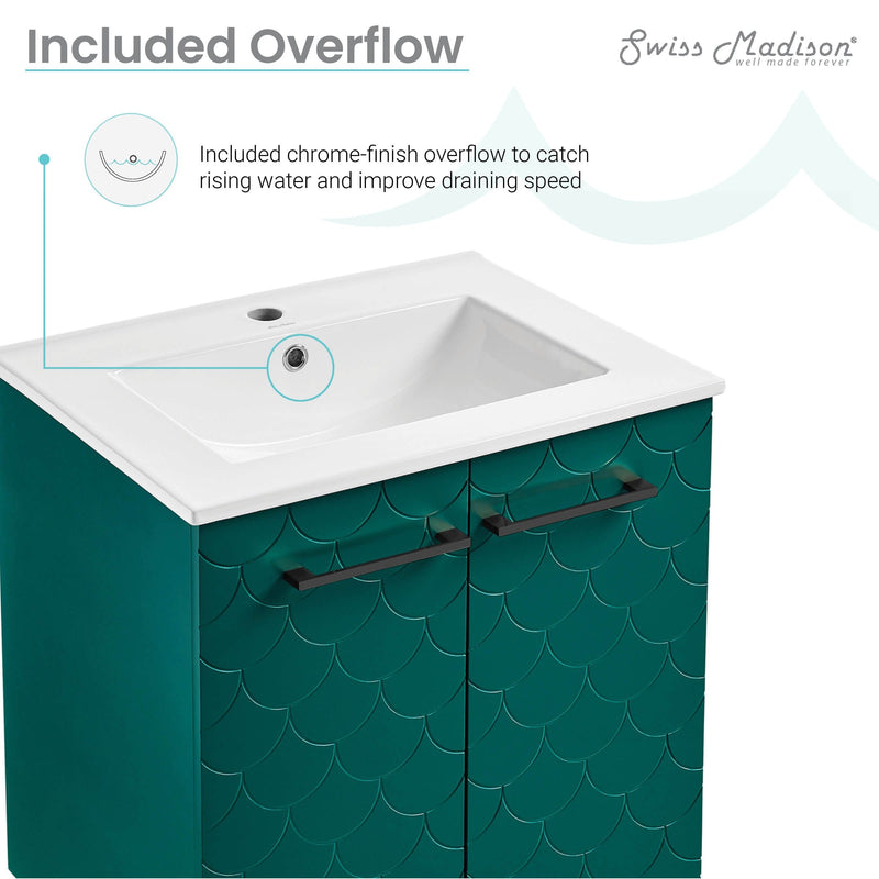 Swiss Madison Annecy 24" Bathroom Vanity in Barracuda Teal - SM-BV253T - Backyard Provider