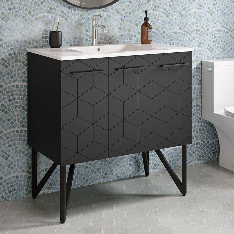 Swiss Madison Annecy 36" Bathroom Vanity in Phantom Black - SM-BV261B - Backyard Provider