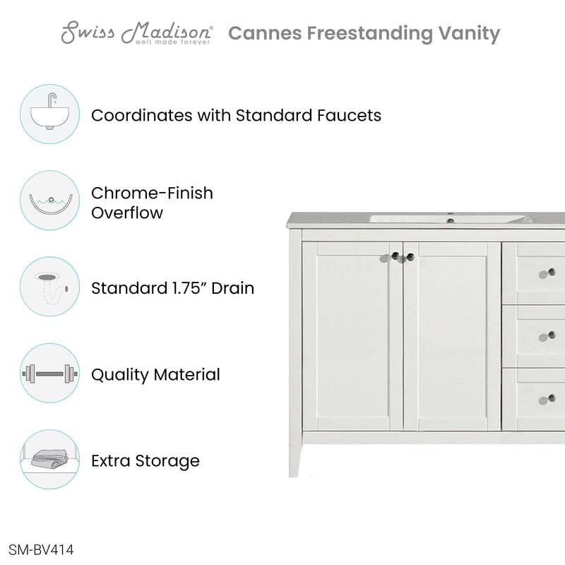 SM-BV414 Cannes 48" Bathroom Vanity in White - SM-BV414 - Backyard Provider