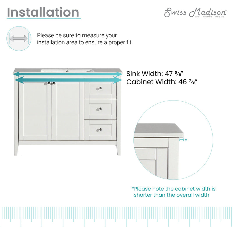 SM-BV414 Cannes 48" Bathroom Vanity in White - SM-BV414 - Backyard Provider