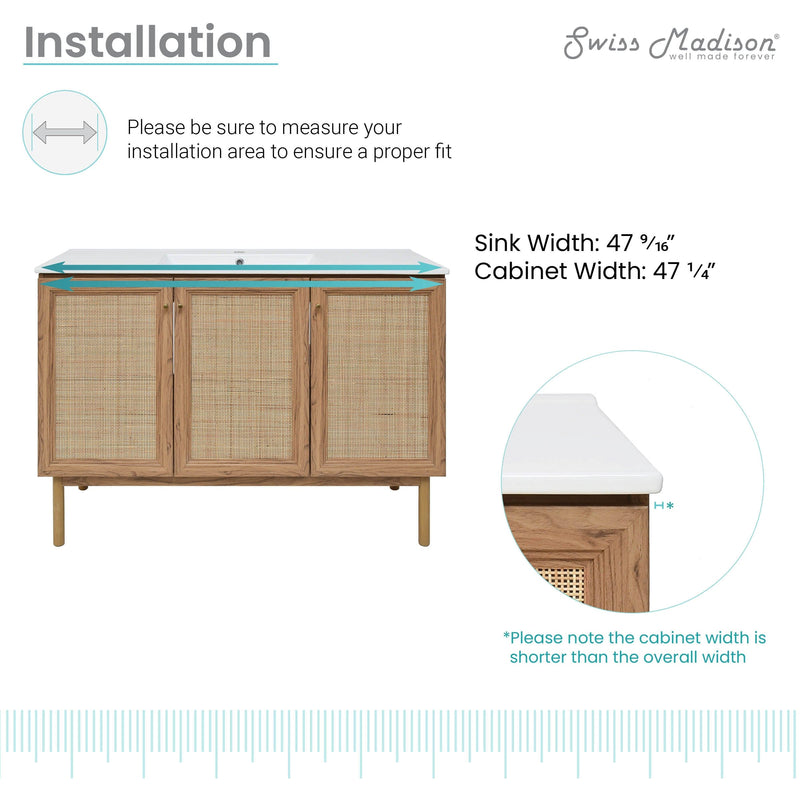 Swiss Madison Classé 48" Bathroom Vanity in Oak - SM-BV665 - Backyard Provider