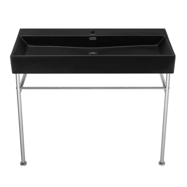 Swiss Madison Claire 40" Console Sink Matte Black Basin Chrome Legs - SM-CS764 - Backyard Provider