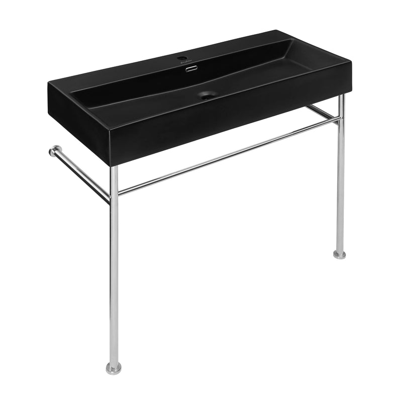 Swiss Madison Claire 40" Console Sink Matte Black Basin Chrome Legs - SM-CS764 - Backyard Provider