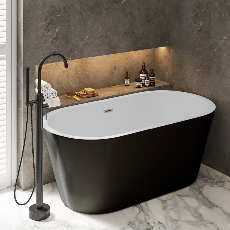 Swiss Madison Claire 60" Freestanding Bathtub Matte Black and Matte White - SM-FB590MBMW - Backyard Provider