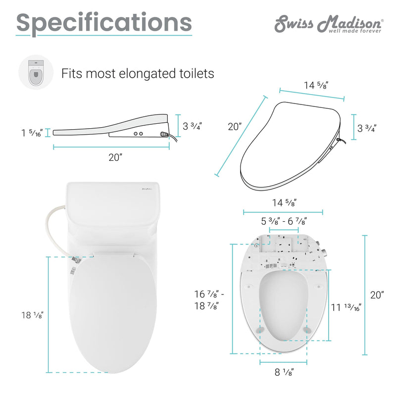 Swiss Madison Avancer One-Piece Toilet with Cascade Smart Seat 0.95/1.26 gpf - SM-ST021 - Backyard Provider