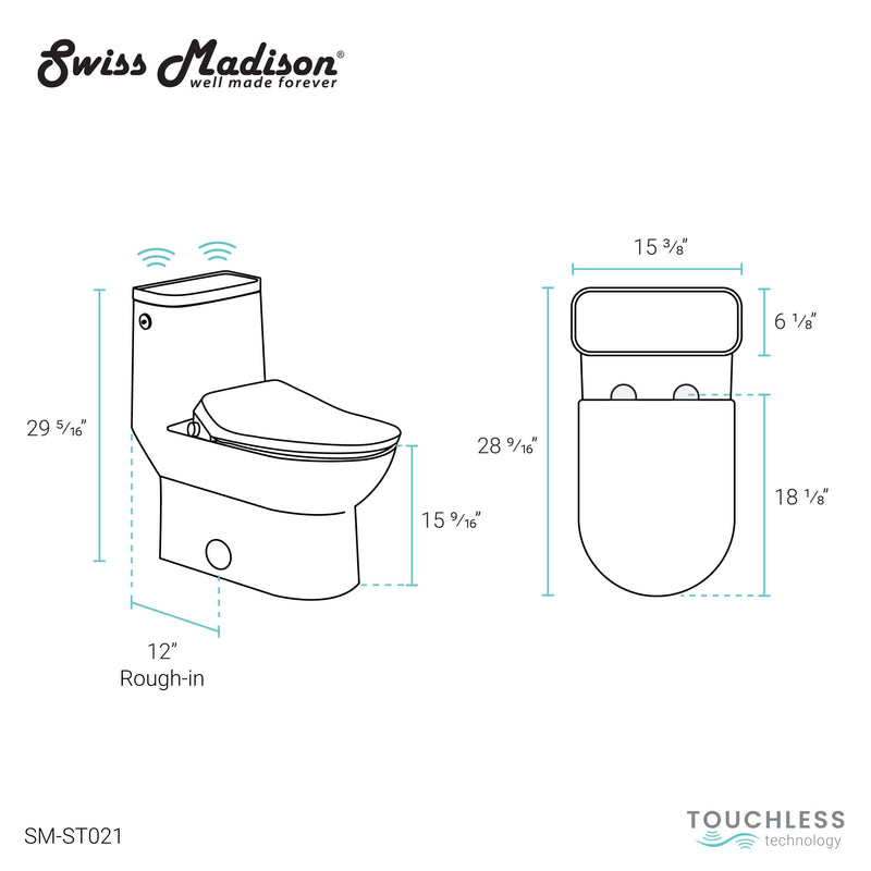 Swiss Madison Avancer One-Piece Toilet with Cascade Smart Seat 0.95/1.26 gpf - SM-ST021 - Backyard Provider