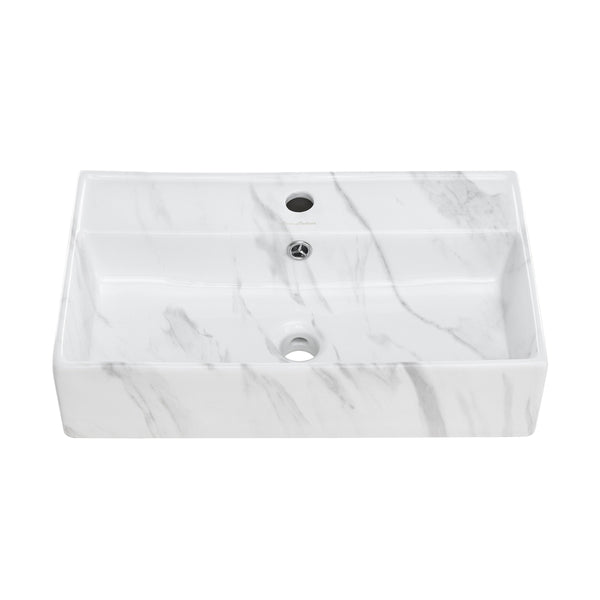 Swiss Madison Claire 22” Rectangle Wall-Mount Bathroom Sink in White Marble - SM-WS318W1 - Backyard Provider