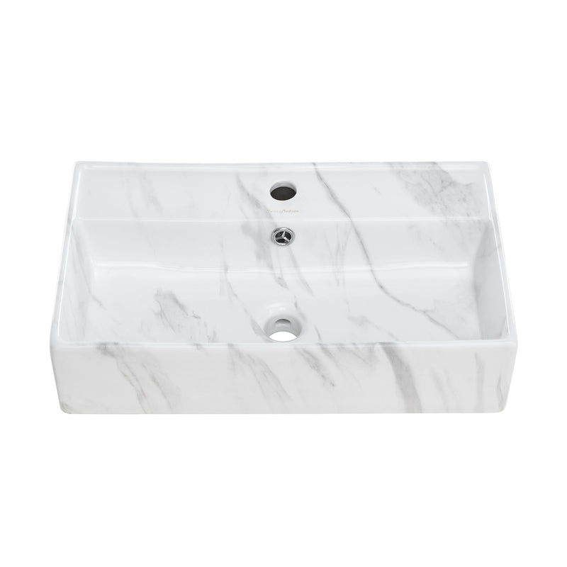 Swiss Madison Claire 22” Rectangle Wall-Mount Bathroom Sink in White Marble - SM-WS318W1 - Backyard Provider