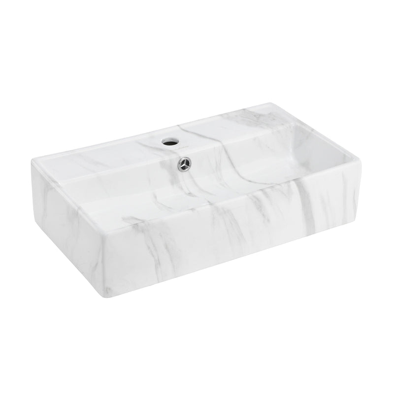 Swiss Madison Claire 22” Rectangle Wall-Mount Bathroom Sink in White Marble - SM-WS318W1 - Backyard Provider