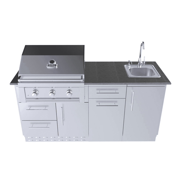 Sunstone Metal Products Caprice 6 foot Grill & Bar Sink Outdoor Island Package SCPCAPRICE