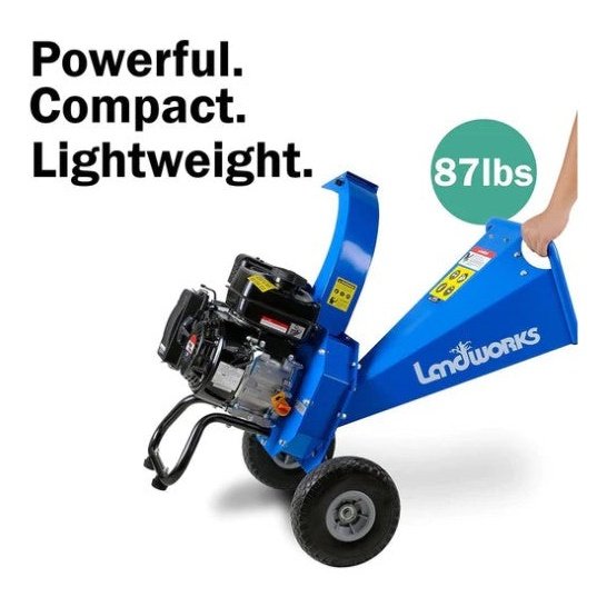 Landworks GUO033 7HP 212CC Gas Engine 3" Max Branch Diameter Wood Chipper and Shredder New