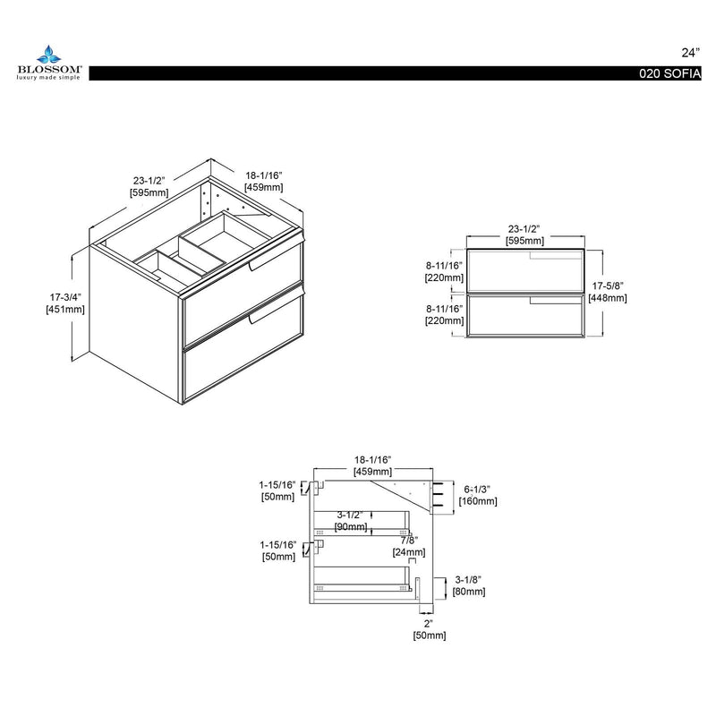 Blossom Sofia 24 Inch Bathroom Vanity - V8020 24 01 - Backyard Provider