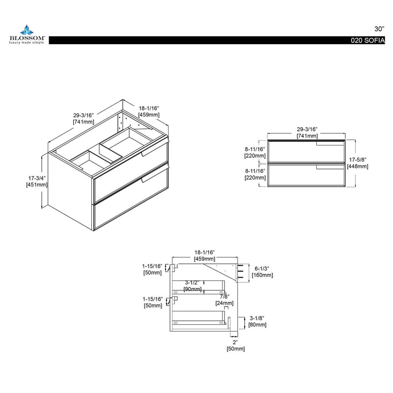 Blossom Sofia 30 Inch Bathroom Vanity - V8020 30 01 - Backyard Provider