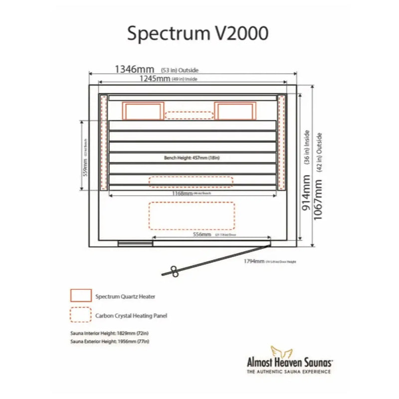 Almost Heaven Spectrum 2 Person Infrared Sauna