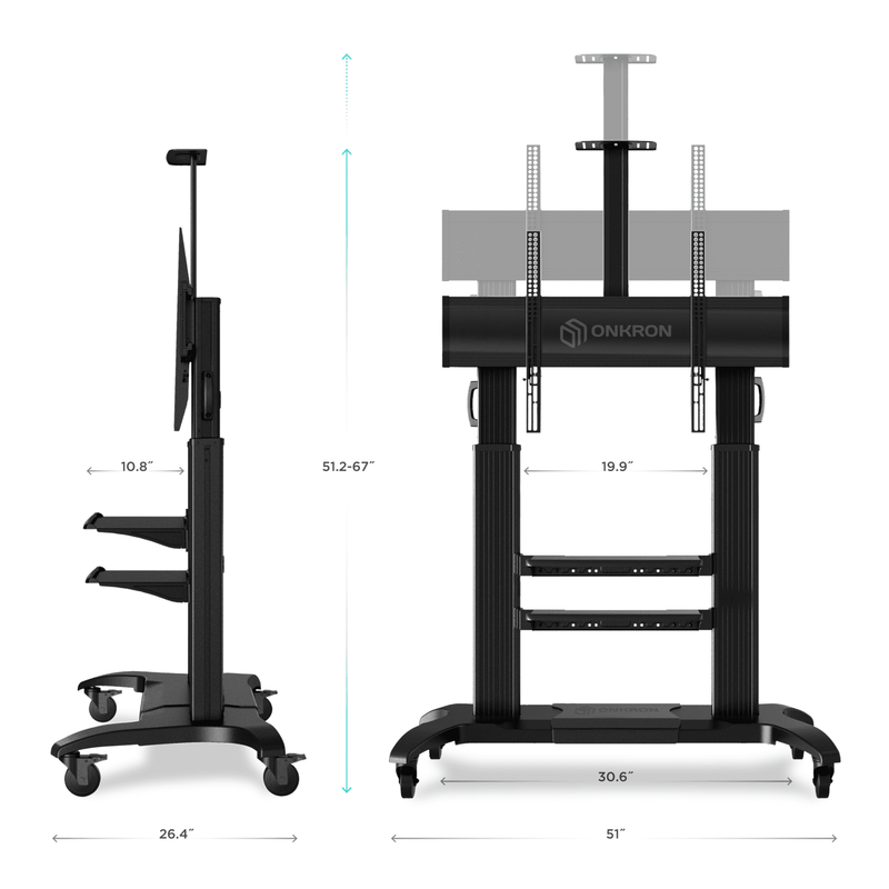 Mobile stand for TV or interactive panel 60"-100" max 301 lbs, black - TS2811-B