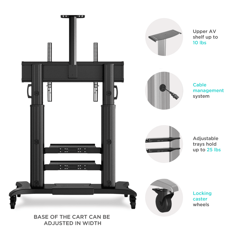 Mobile stand for TV or interactive panel 60"-100" max 301 lbs, black - TS2811-B