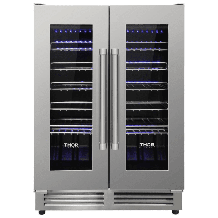 Thor Kitchen Appliance Package - 48 in. Propane Gas Range, Range Hood, Refrigerator, Dishwasher, Wine Cooler, Microwave, AP-LRG4807ULP-8