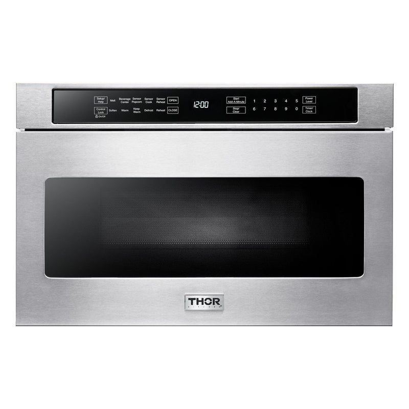 Thor Kitchen Appliance Package - 36 In. Gas Range, Range Hood, Microwave Drawer, AP-TRG3601-C-4