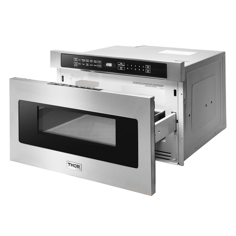 Thor Kitchen Appliance Package - 36 In. Gas Range, Range Hood, Microwave Drawer, AP-TRG3601LP-W-4