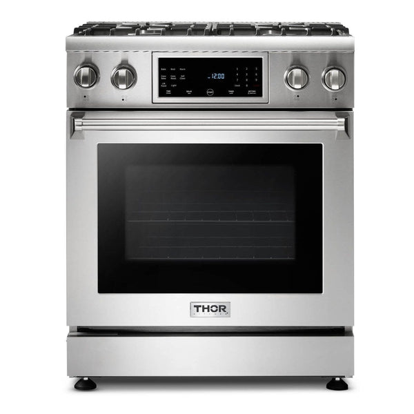 Thor Kitchen 30 In. 4.6 cu. ft. Self-Clean Gas Range in Stainless Steel with Front Touch Control, TRG3001