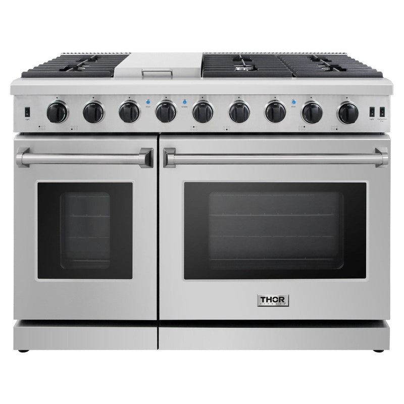 Thor Appliance Package - 48 In. Gas Range, Range Hood, Refrigerator, Dishwasher & Wine Cooler, AP-LRG4087U-4