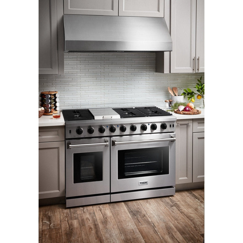 Thor Kitchen Appliance Package - 48 in. Gas Range, Range Hood, AP-LRG4807U