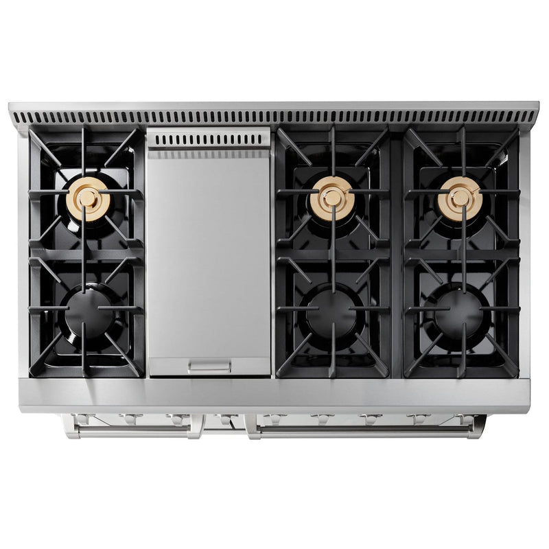 Thor Kitchen 48 in. 6.7 cu. ft. Professional Natural Gas Range in Stainless Steel, HRG4808U