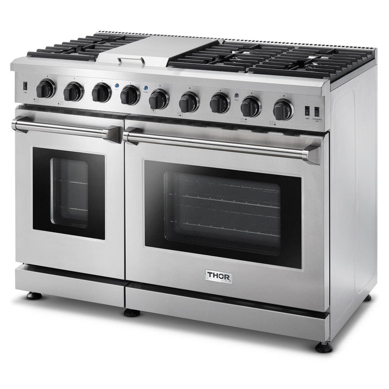 Thor Kitchen 48 in. 6.8 cu. ft. Double Oven Natural Gas Range in Stainless Steel - LRG4807U