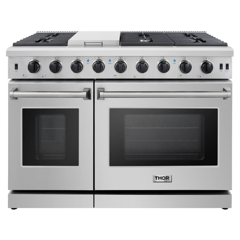 Thor Kitchen Appliance Package - 48 in. Gas Range, Wall Mount Range Hood, AP-LRG4807U-W