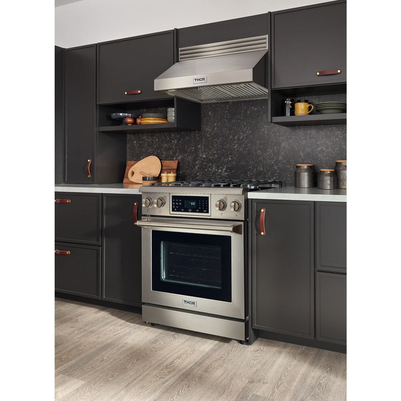 Thor Kitchen 30 In. 4.6 cu. ft. Self-Clean Gas Range in Stainless Steel with Front Touch Control, TRG3001