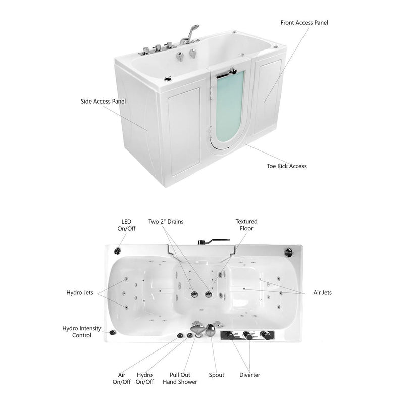 Ella's Bubble Tub4Two - Two Seat Acrylic Outward Swing Door Walk-In Bathtub (31.75″W x 60″L) - Backyard Provider