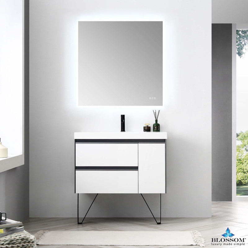 Blossom Berlin – 36 Inch Vanity – Glossy White & Glossy Grey - V8019 36 01 - Backyard Provider