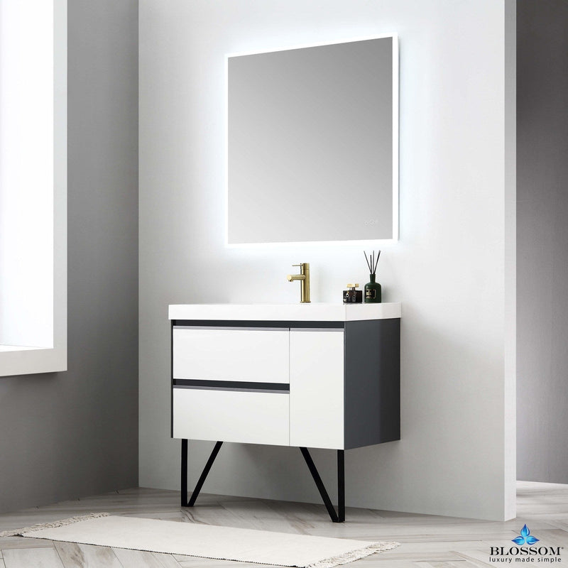 Blossom Berlin – 36 Inch Vanity – Glossy White & Glossy Grey - V8019 36 01 - Backyard Provider