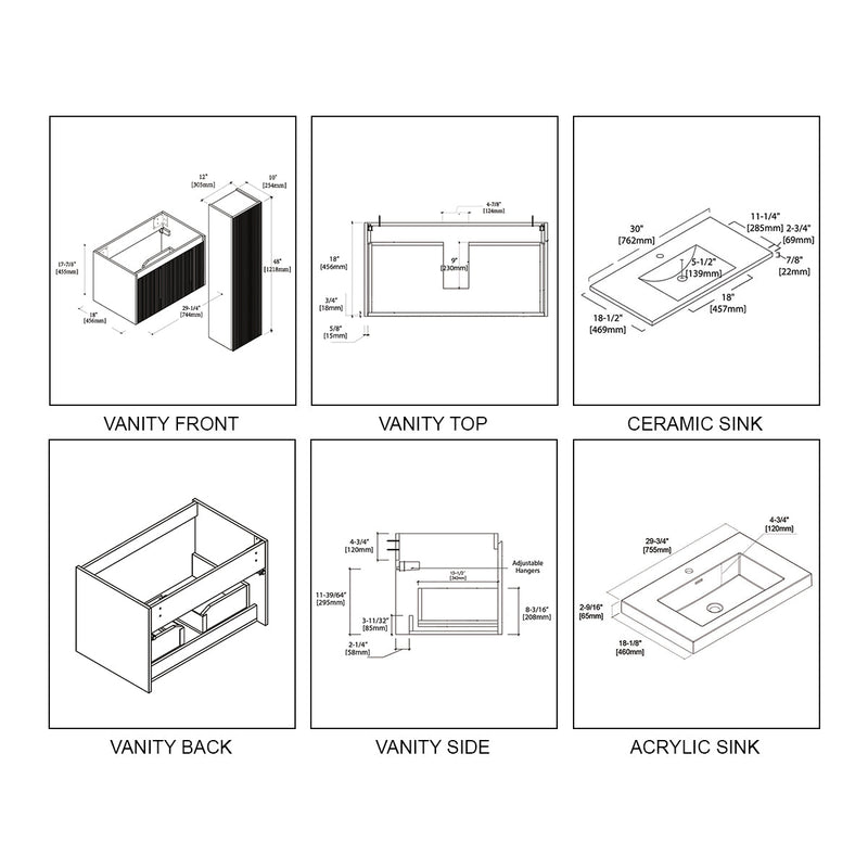 Blossom Positano 30″ Bathroom Vanity - V8028 30 01 - Backyard Provider