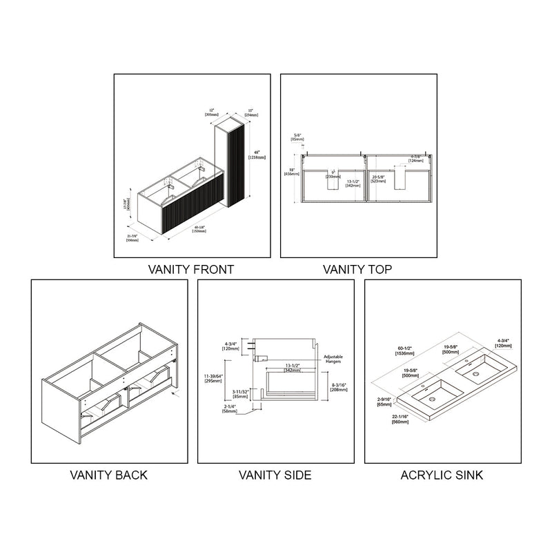 Blossom Positano 60″ Bathroom Double Vanity - V8028 60 01 - Backyard Provider