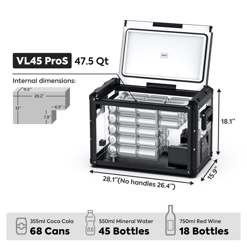 47.5QT VL45ProS Portable Single Zone Fridge With Cover | ICECO
