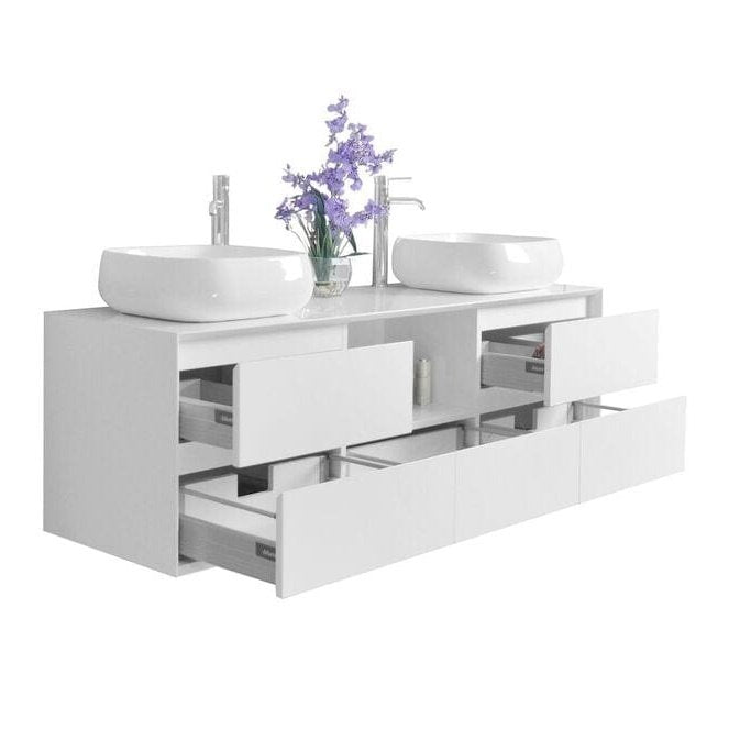 Ancerre Catherine Bathroom Vanity with Solid Surface Top Cabinet Set Collection - VTSM-CATHERINE-63-W - Backyard Provider