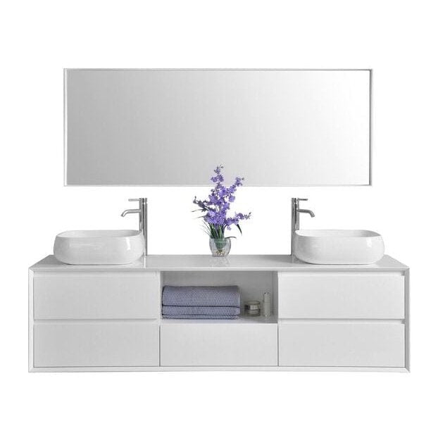 Ancerre Catherine Bathroom Vanity with Solid Surface Top Cabinet Set Collection - VTSM-CATHERINE-63-W - Backyard Provider